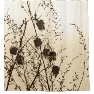 Dried Scottish Thistles Light Golden Yellow Brown Shower Curtain