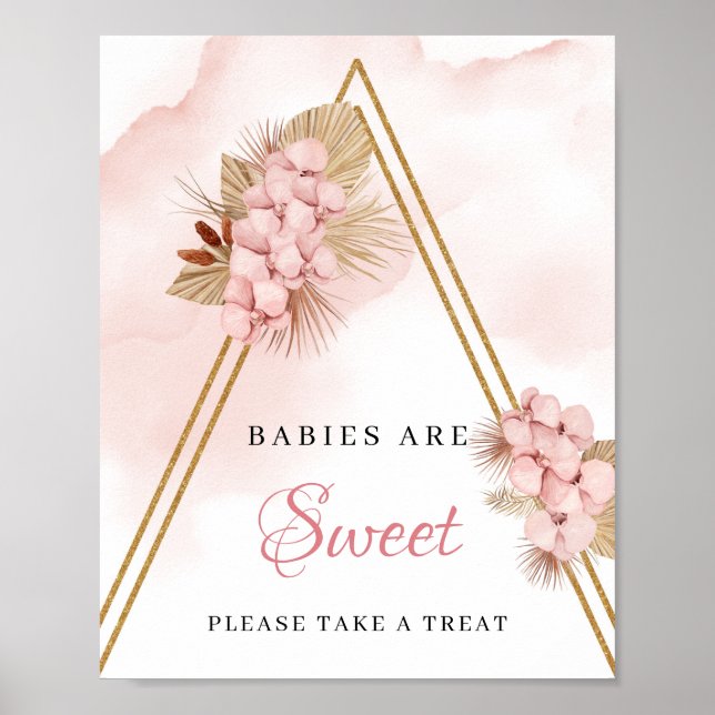 Dried Tropical Flower Blush Baby Are Sweet Sign (Front)