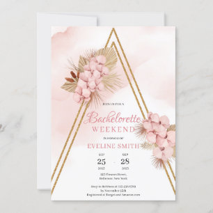 Dried Tropical Flowers Blush Orchid Bachelorette   Invitation