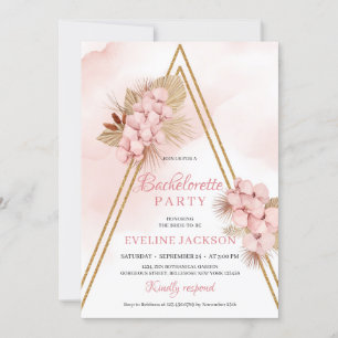 Dried Tropical Flowers Blush Orchid Bachelorette  Invitation