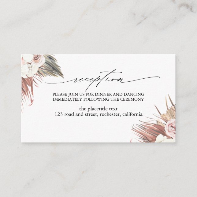 Dried Tropical Foliage Reception Enclosure Card (Front)