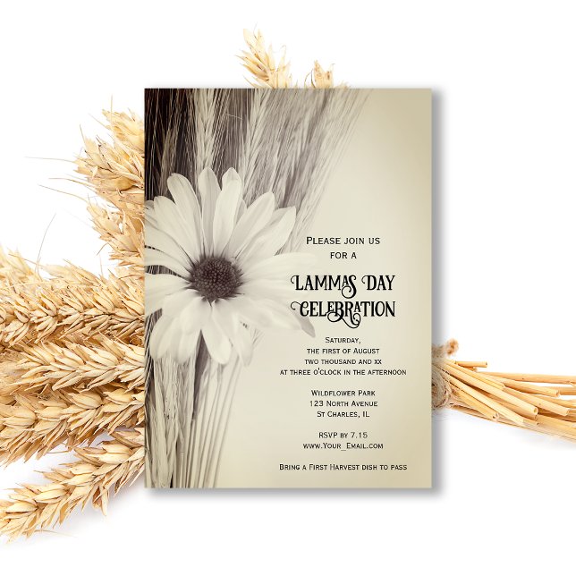 Dried Wheat and Daisy Lammas Day Celebration Invitation (Creator Uploaded)