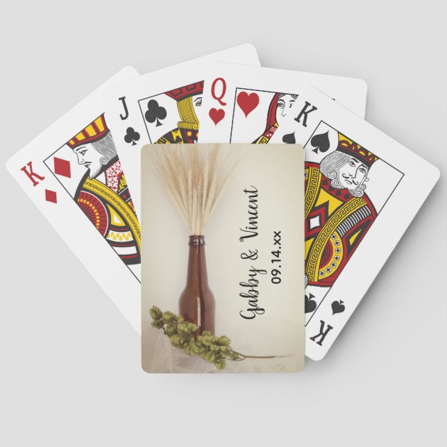 Dried Wheat and Hops Brewery Wedding Favour Playing Cards (Back)