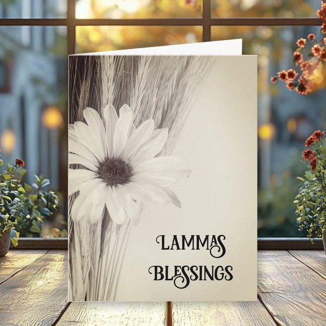 Dried Wheat Grains and Daisy Lammas Day Blessings Card (Creator Uploaded)