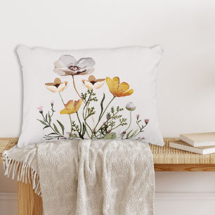 Dried Wildflower Bouquet Decorative Cushion