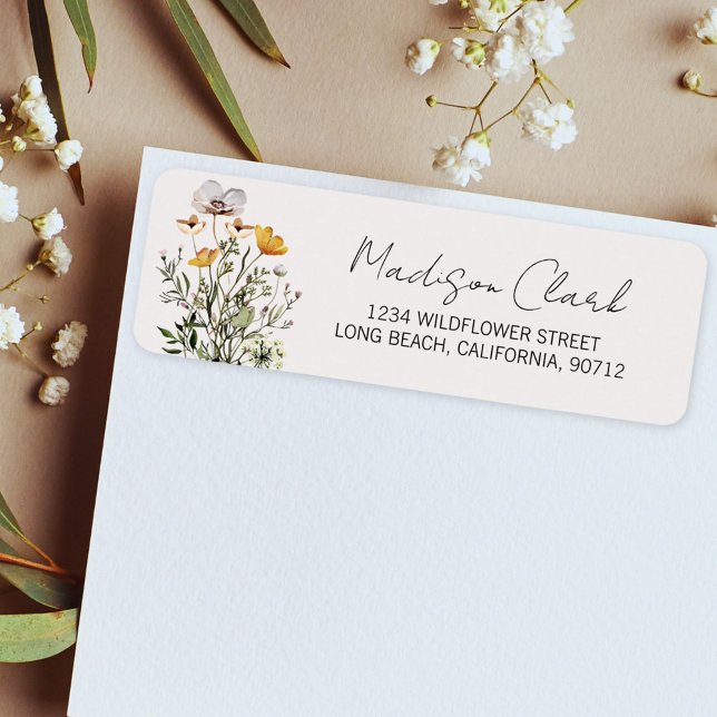 Dried Wildflower Bouquet Return Address Label (In situ envelope)