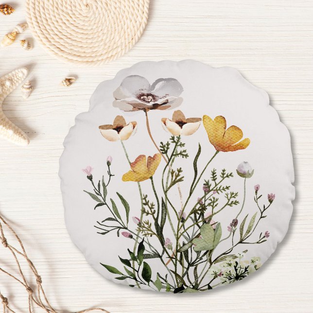 Dried Wildflower Bouquet Round Cushion (In situ)