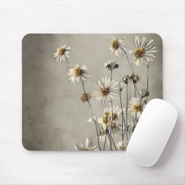 Dried Wildflower Daisies Mouse Pad (With Mouse)
