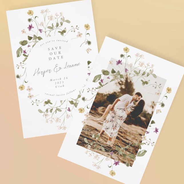 Dried Wildflower Pampas Floral Photo Save The Date (Creator Uploaded)