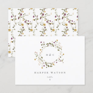 Dried Wildflower Pampas Floral Wedding Place Card