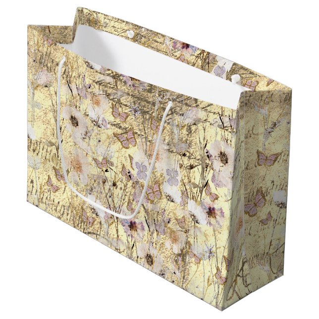 dried wildflowers butterflies large gift bag (Front Angled)