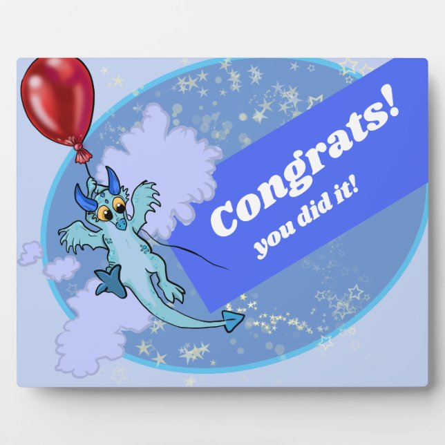 Drift Away Balloon Dragon Congrats Plaque (Front)