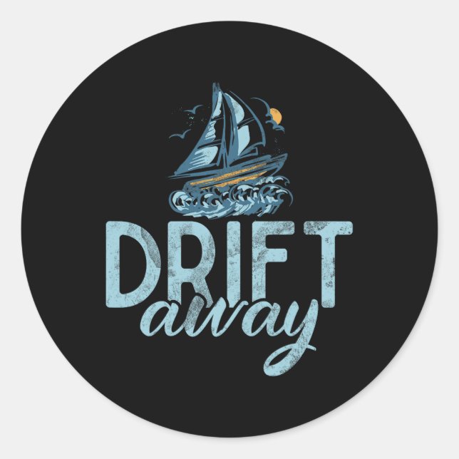 Drift Away Boating  Classic Round Sticker (Front)