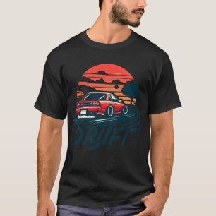 Drift car in sunset retro T-Shirt
