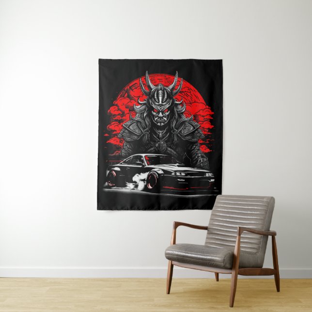 Drift Demon Samurai JDM Car Drifting Phonk Tapestry (In Situ)