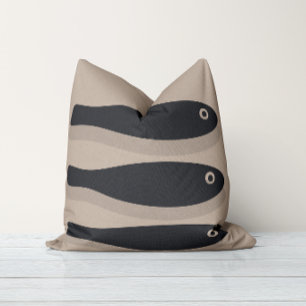 Drift In Silence-Weathered Taupe & Indigo Black Cushion