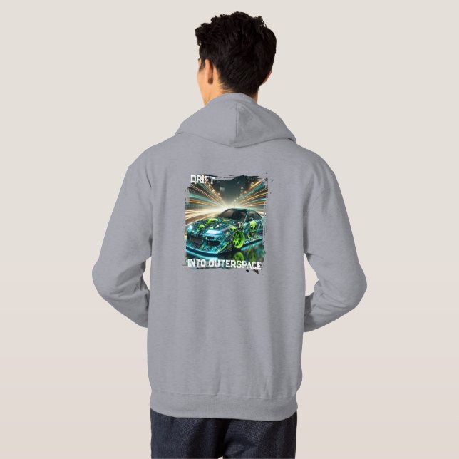 Drift Into Outer Space | Alien Street Racer Graphi Hoodie (Back Full)