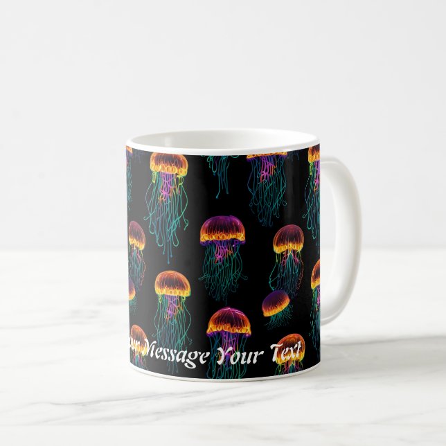 Drifters of Light: The Neon Jellyfish Realm Coffee Mug (Front Right)