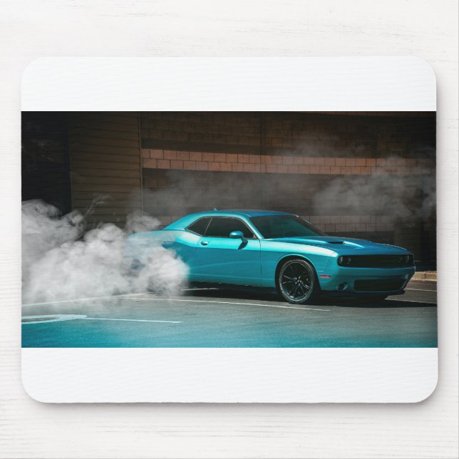 Drifting Blue Muscle Car Mouse Pad (Front)