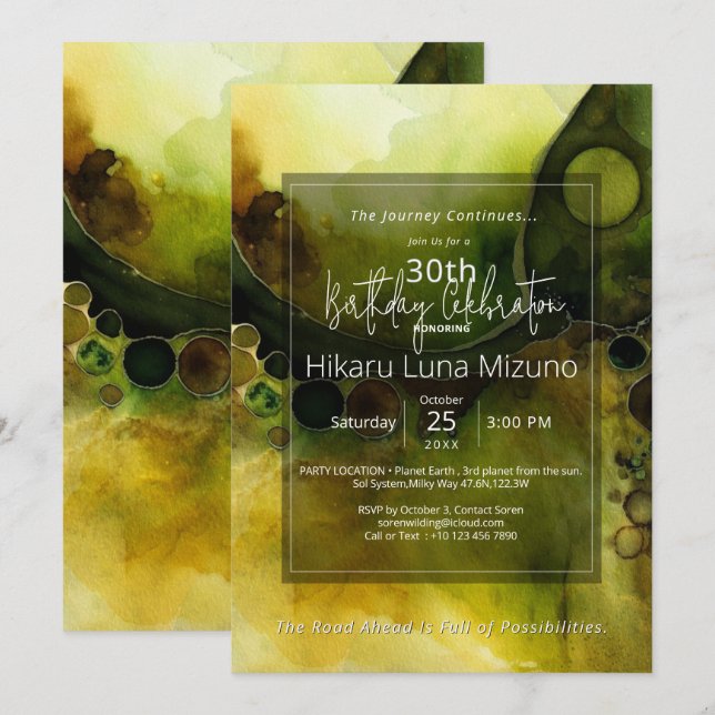 Drifting Horizon | Abstract Watercolor   Invitation (Front/Back)