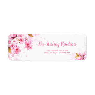 Drifting Pink Petal Romantic Botanical Return Address Label