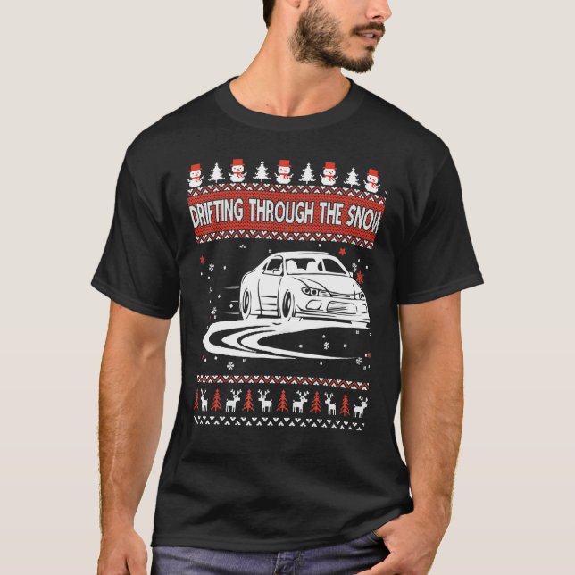 Drifting Through The Snow Ugly Christmas Sweater C (Front)