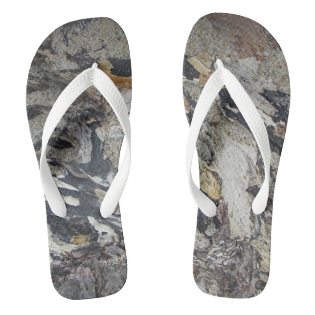 Driftwood Abstract Pattern Pacific Ocean Beach Thongs (Footbed)