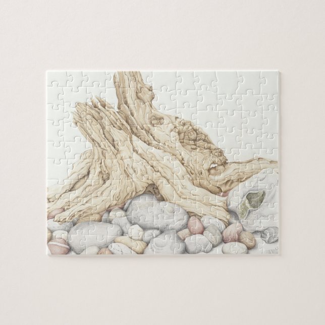 Driftwood and Pebbles Ceramic Tile Jigsaw Puzzle (Horizontal)