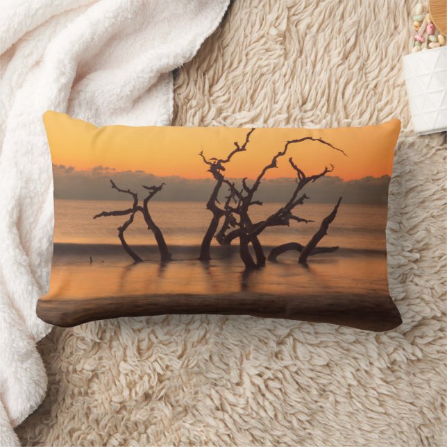 Driftwood Beach at Sunrise Jekyll Island Georgia Lumbar Cushion (Blanket)