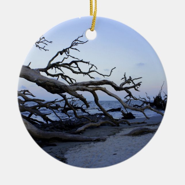 Driftwood Beach Ceramic Tree Decoration (Front)