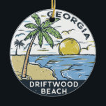 Driftwood Beach Georgia Vintage Ceramic Ornament<br><div class="desc">Driftwood Beach hand drawn illustration with mountains and ocean waves in the background. Perfect for anyone who loves to visit Driftwood Beach.</div>