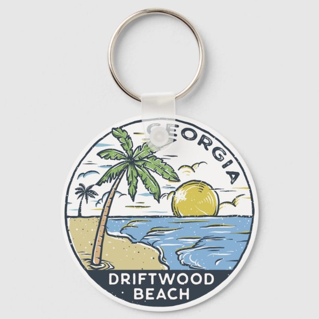Driftwood Beach Georgia Vintage  Key Ring (Front)