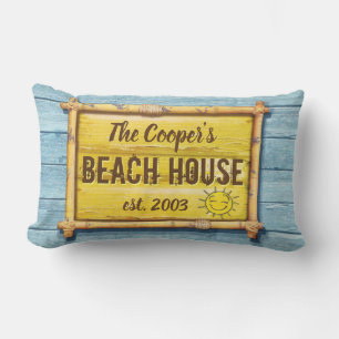Driftwood Beach House sign Lumbar cushion. Cushion