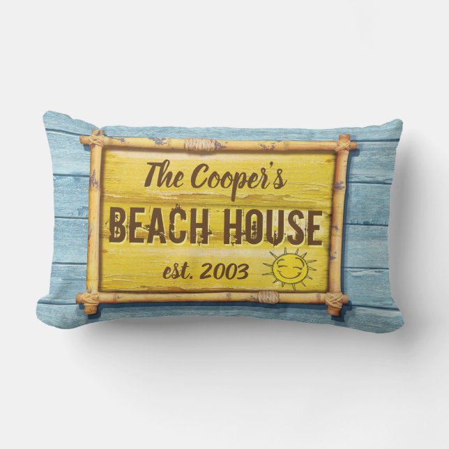 Driftwood Beach House sign Lumbar cushion. Lumbar Cushion (Front)