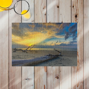 Driftwood Beaufort SC Beach Sunrise Jigsaw Puzzle
