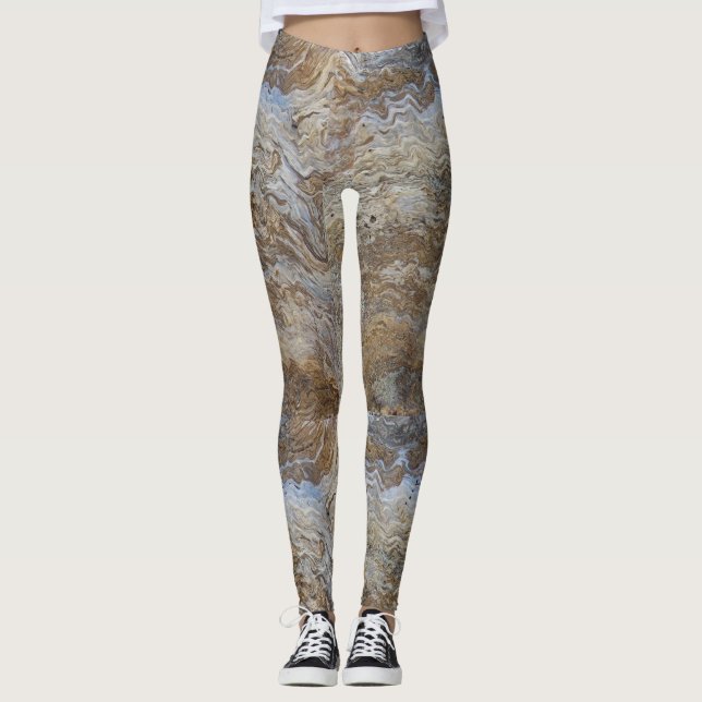 Driftwood Grain Photo Brown White Rustic Woodgrain Leggings (Front)