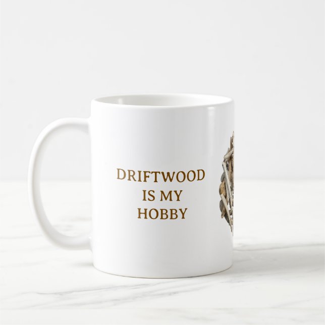 DRIFTWOOD-INSPIRED WHITE CERAMIC MUG (Left)
