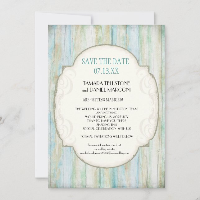 Driftwood Ocean Beach Coastal Shore Save the Date Invitation (Front)