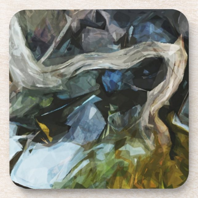 Driftwood on River Rocks Abstract Impressionism Coaster (Front)