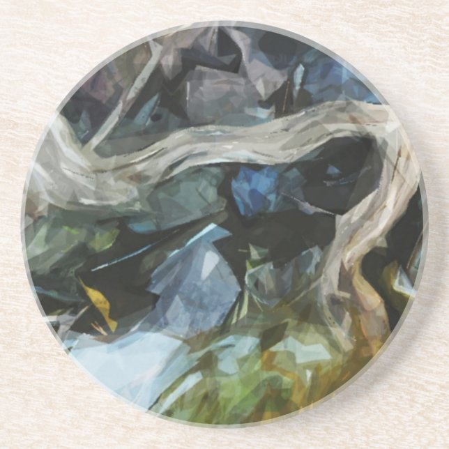 Driftwood on River Rocks Abstract Impressionism Coaster (Front)