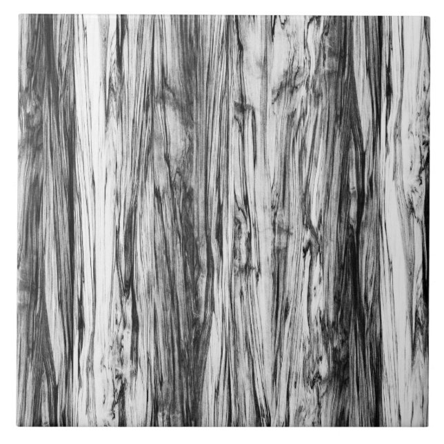 Driftwood pattern - black, white and grey ceramic tile (Front)