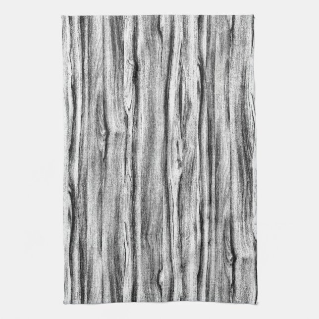 Driftwood pattern - black, white and grey tea towel (Vertical)