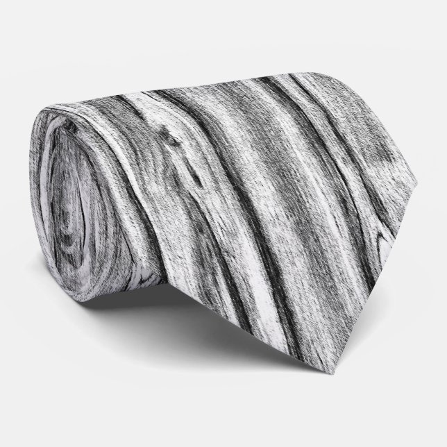Driftwood pattern - black, white and grey tie (Rolled)