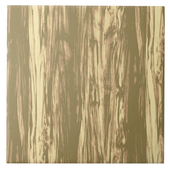 Driftwood pattern - cocoa brown and tan ceramic tile (Front)