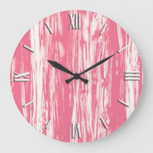 Driftwood pattern - coral pink and white large clock