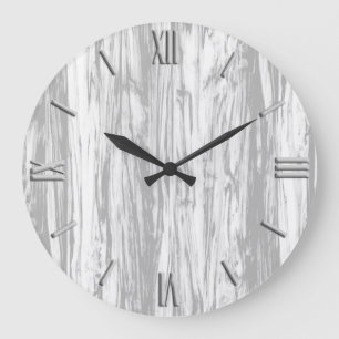 Driftwood pattern - grey / grey and white large clock