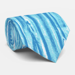 Driftwood pattern - ocean blue and white tie