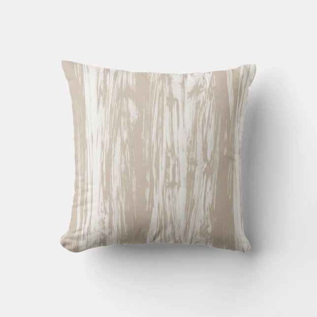 Driftwood pattern - taupe tan and white cushion (Front)