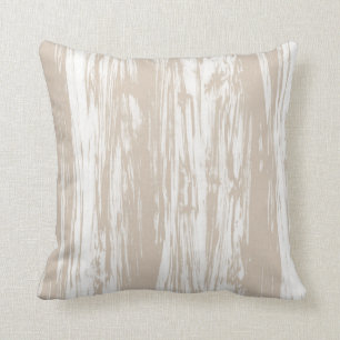 Driftwood pattern - taupe tan and white cushion