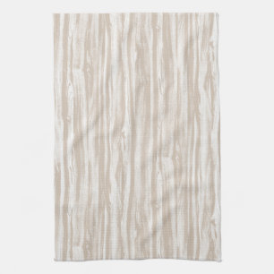 Driftwood pattern - taupe tan and white tea towel